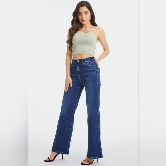 BAYEAS Full Size High Waist Cat's Whisker Wide Leg Jeans - Picture 2 of 15